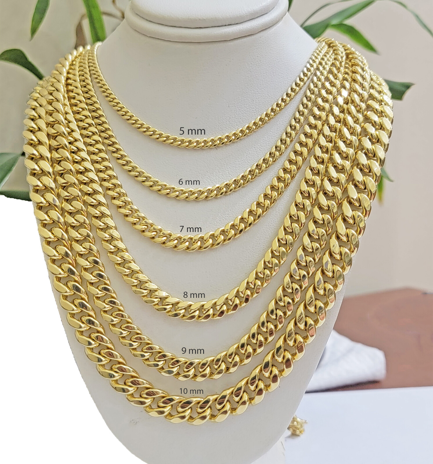 Real 10k Gold Chain Necklace Miami Cuban Link 18″-30″ Inch 6mm 7mm 8mm 9mm 10mm