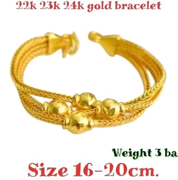 18K 22K 23K 24K THAI 3 BAHT YELLOW GOLD WOMEN Bracelet 16-20cm. jewelry gifts