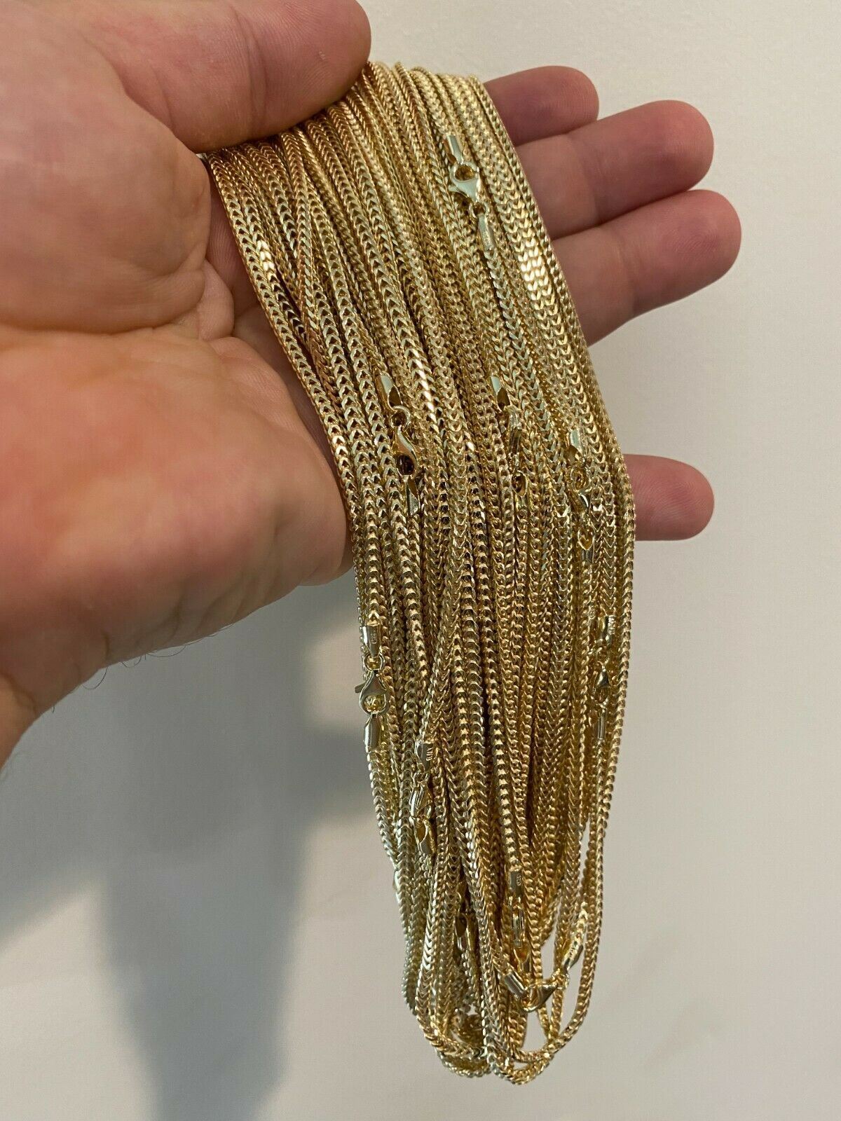 2mm 14k Gold Plated 925 Sterling Silver Franco Chain Necklace WHOLESALE 10pc