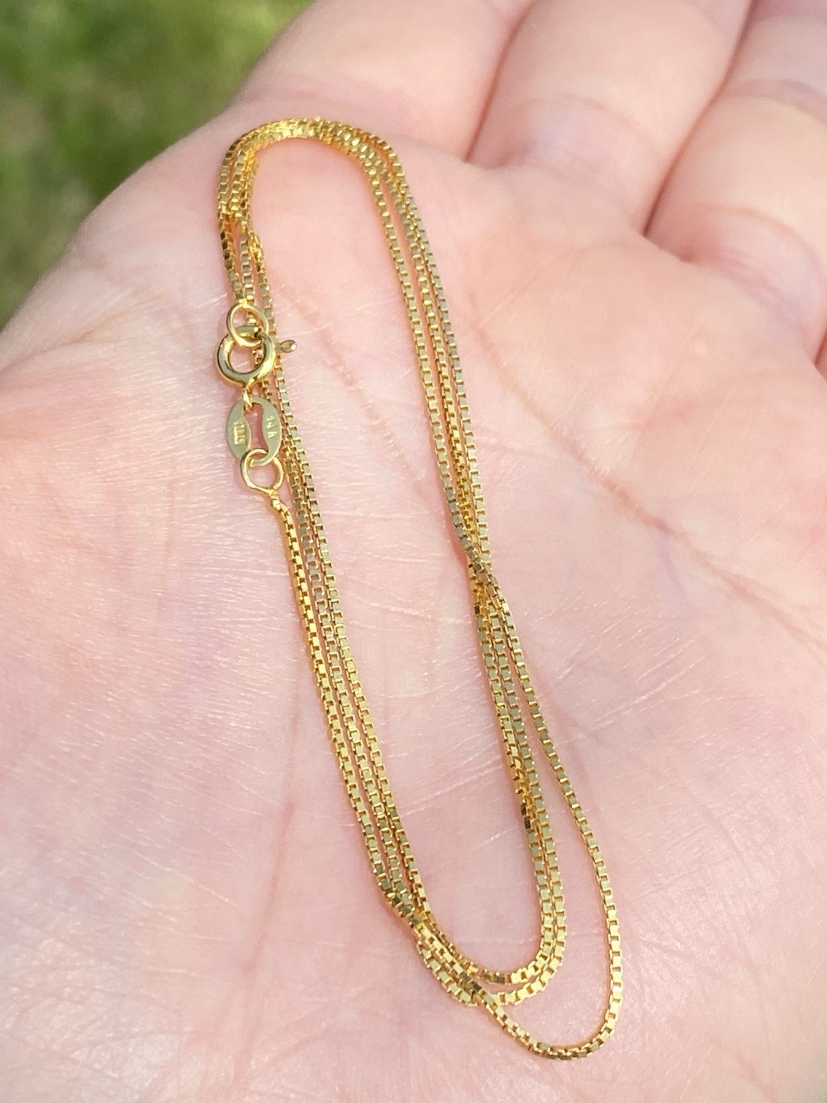 Solid 14K Yellow Gold 0.8mm Box Chain Necklace, 18 Inches, 2.01 Grams