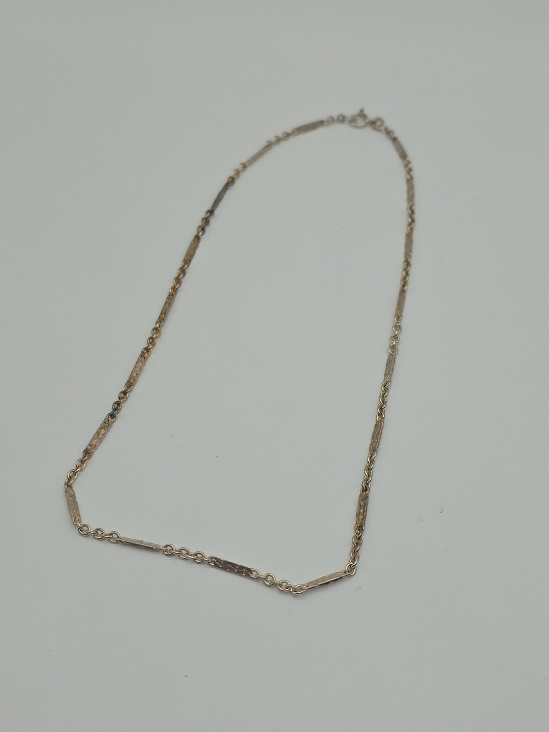 Vintage Sterling Silver 925 Bar Chain Necklace 15″ INCH 2mm 5.3 GRAMS