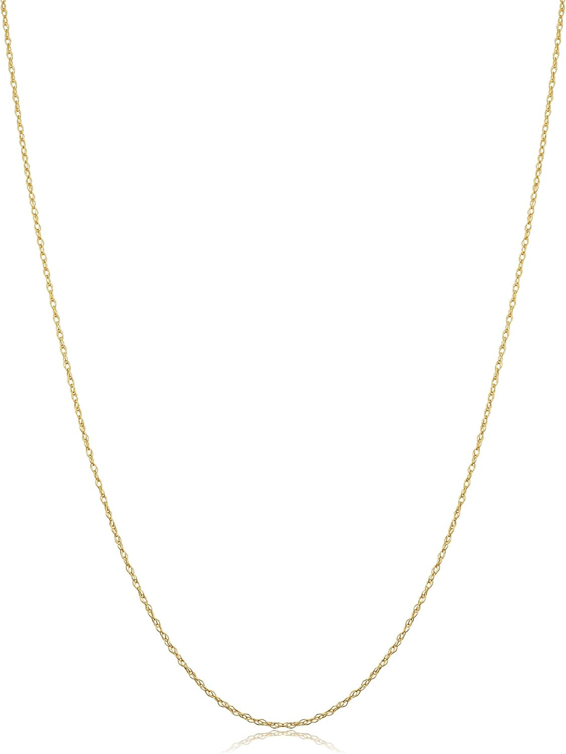 Womens Classic Rope Chain – 10K Yellow Gold Barely-There Necklace, Thin Lightwei