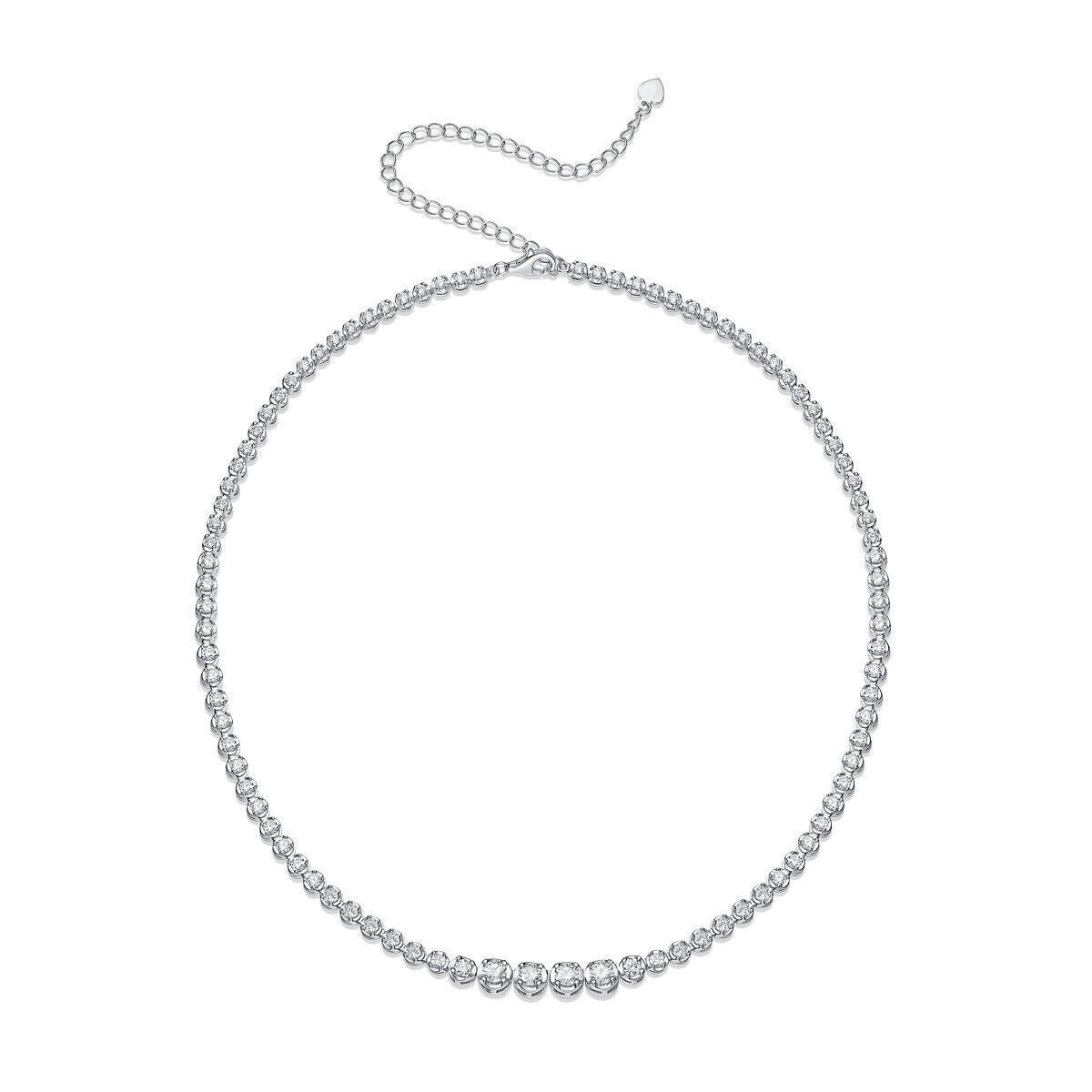 4MM D VVS1 LabCreated Moissanite Tennis Chain Necklace Women 925 Sterling Silver