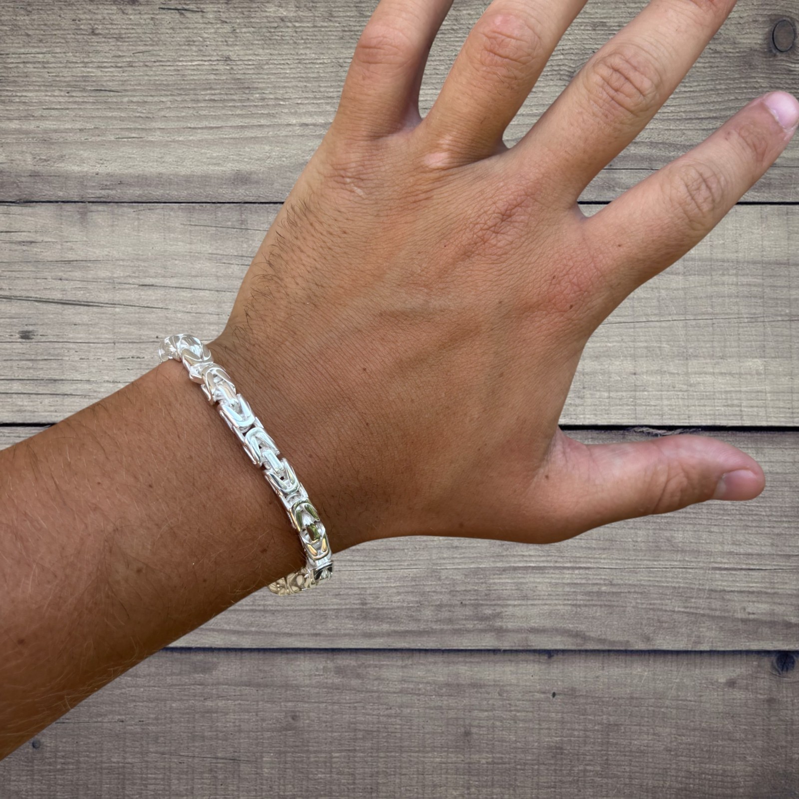 6mm Byzantine W. Box Clasp Bracelet – Solid 925 Sterling Silver MADE IN ITALY
