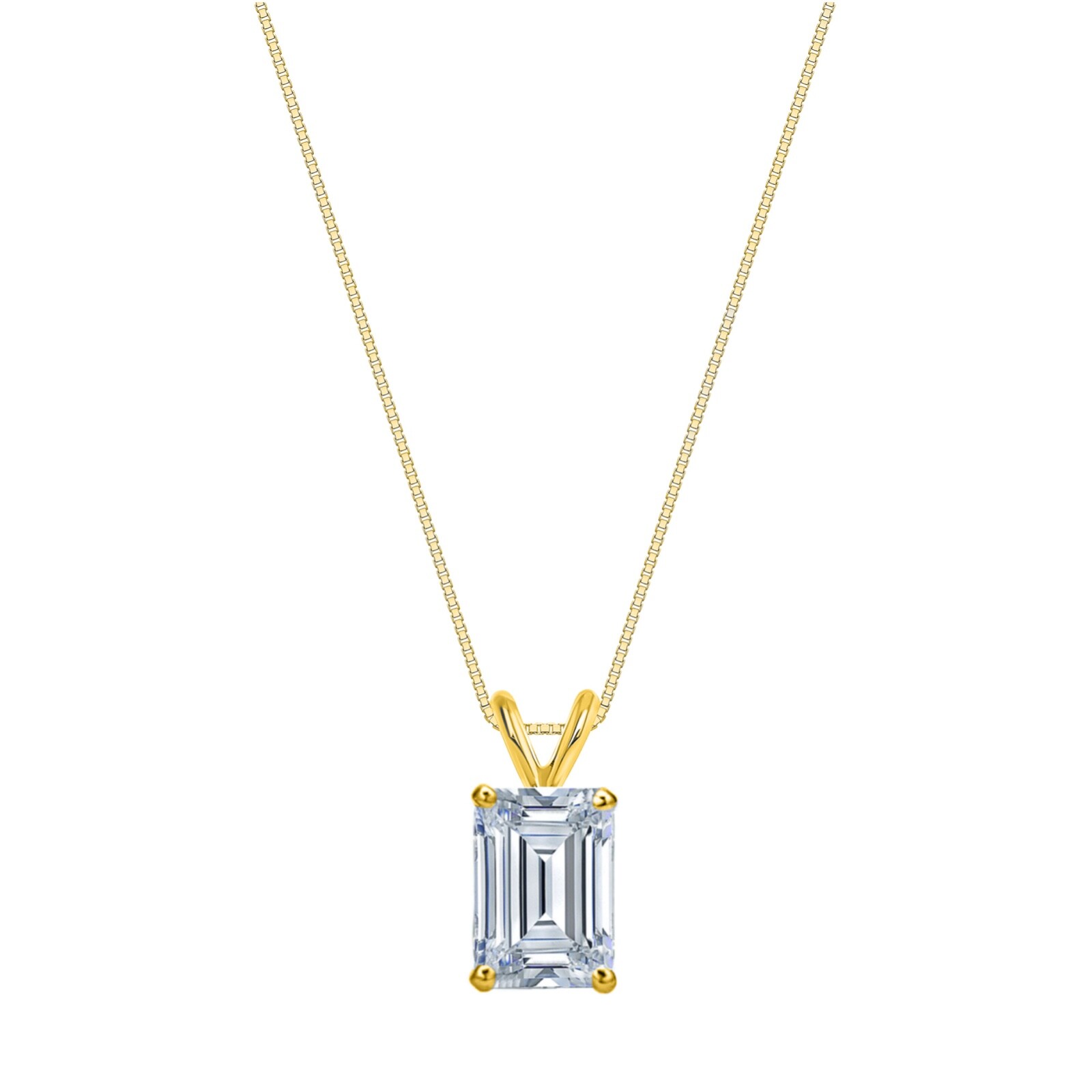 IGI E/VVS 1 Ct Emerald LabCreated Grown Diamond Pendant Necklace 14K Yellow Gold