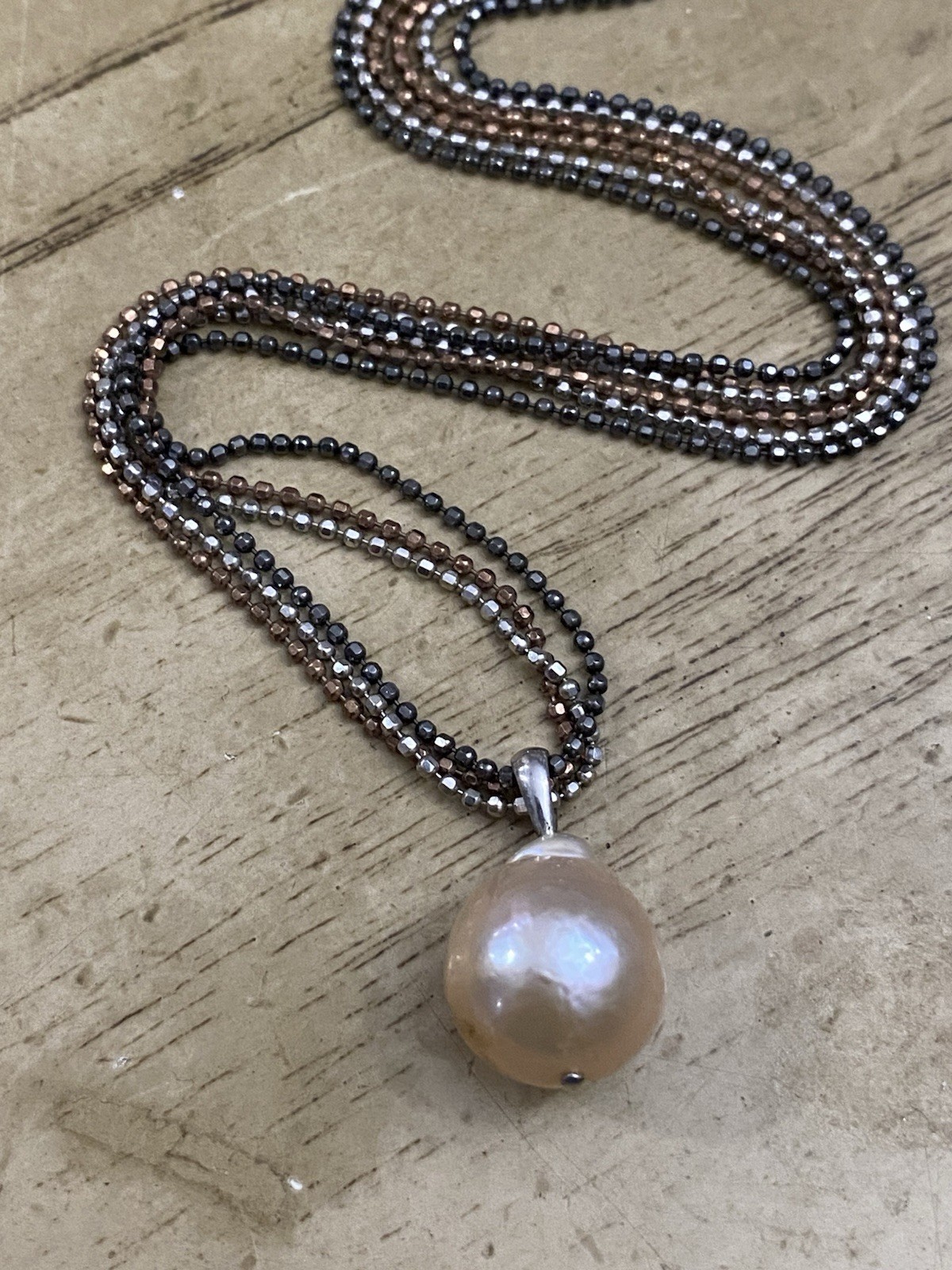 HONORA Sterling Silver 925 Multi Strand Cultured Pearl Solitaire Necklace 18”