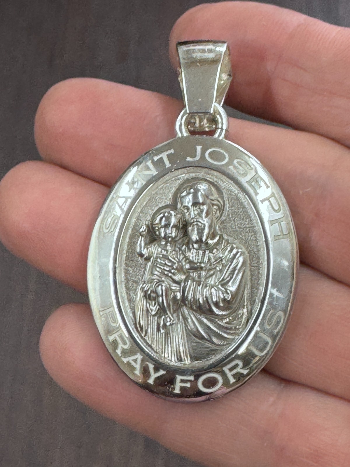 Saint Joseph “Pray For Us” Miraculous Metal 2 Inch Pendant 29 Grams 925