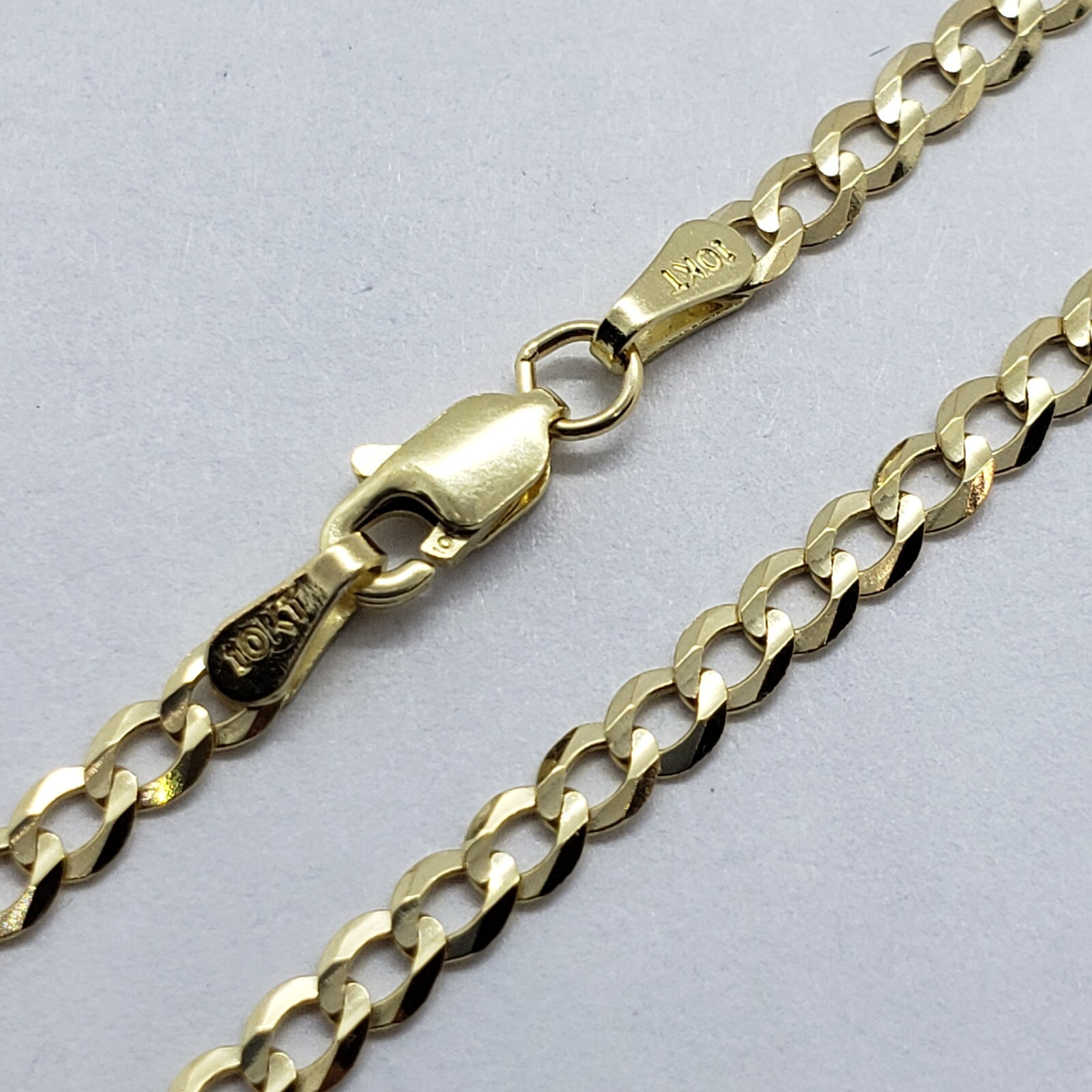 10K Yellow Gold Solid Cuban Link Chain Curb Necklace Bracelet 3mm, 7″~30″