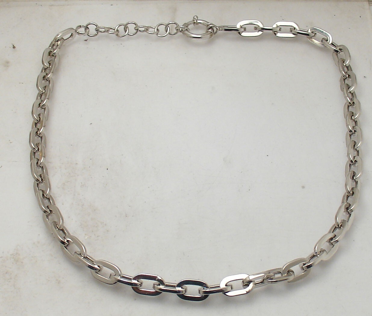 16″ ~ 18″ Adjustable Paper Clip Oval Chain Necklace Anti-Tarnish Real Silver