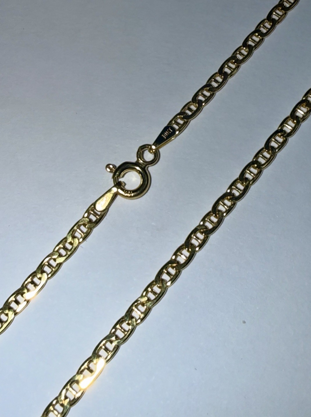ESTATE Solid 10K Gold 2.2mm Mariner Anchor Chain Necklace 20”