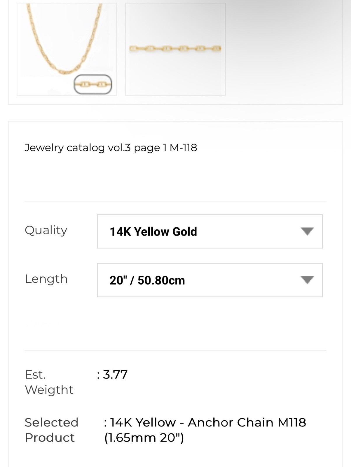 20 INCHES 14K GOLD: 1.65MM ANCHOR CHAIN