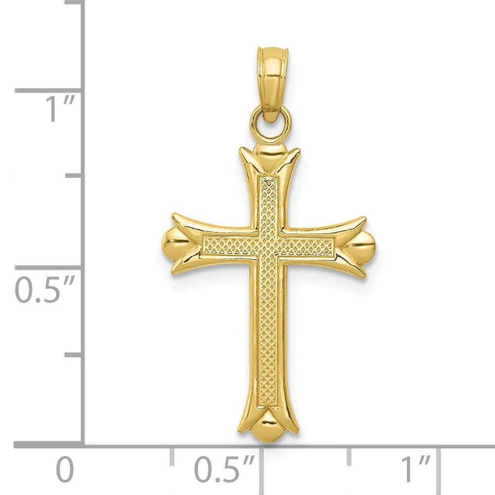 10K / 14K Yellow Gold Fleur De Lis Cross Pendant