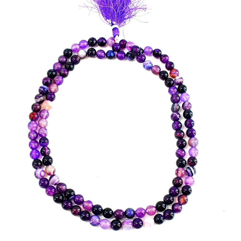 Fabulous Beads 371.00 Cts Purple Onyx 108 Prayer Mala Beaded Necklace VK 10 AZ6