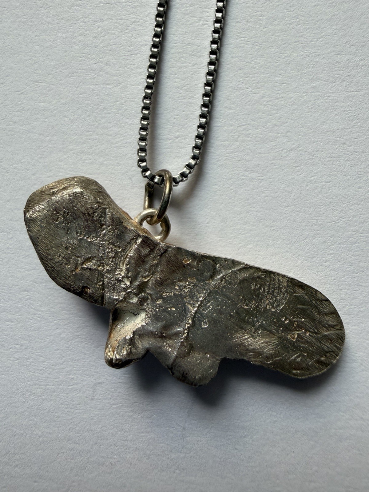 Handmade Sculpted Art Clay Silver & Peridot Gem Tadpole Pendant Charm