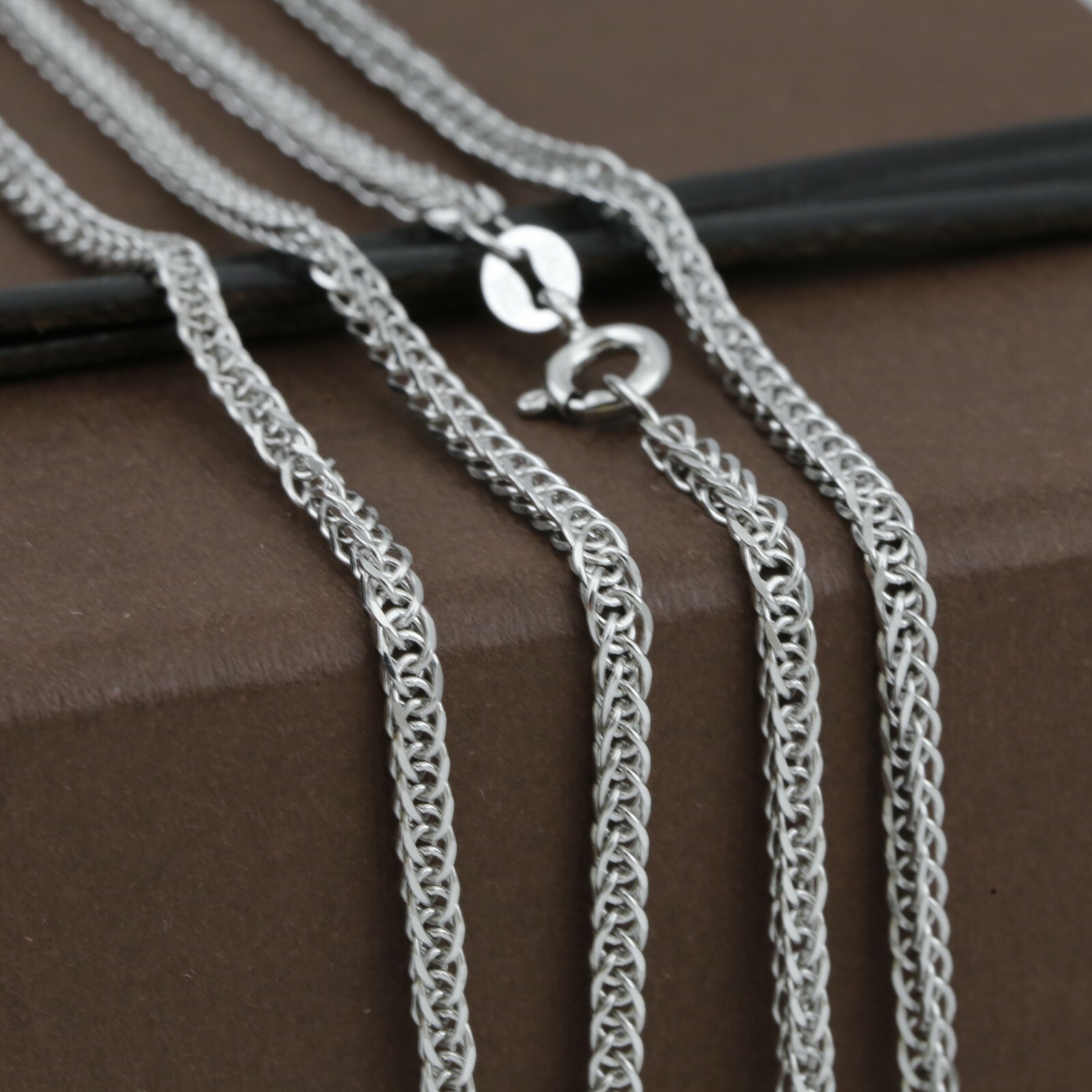 925 Solid Sterling Silver Foxtail Chain 70cm Italy Made