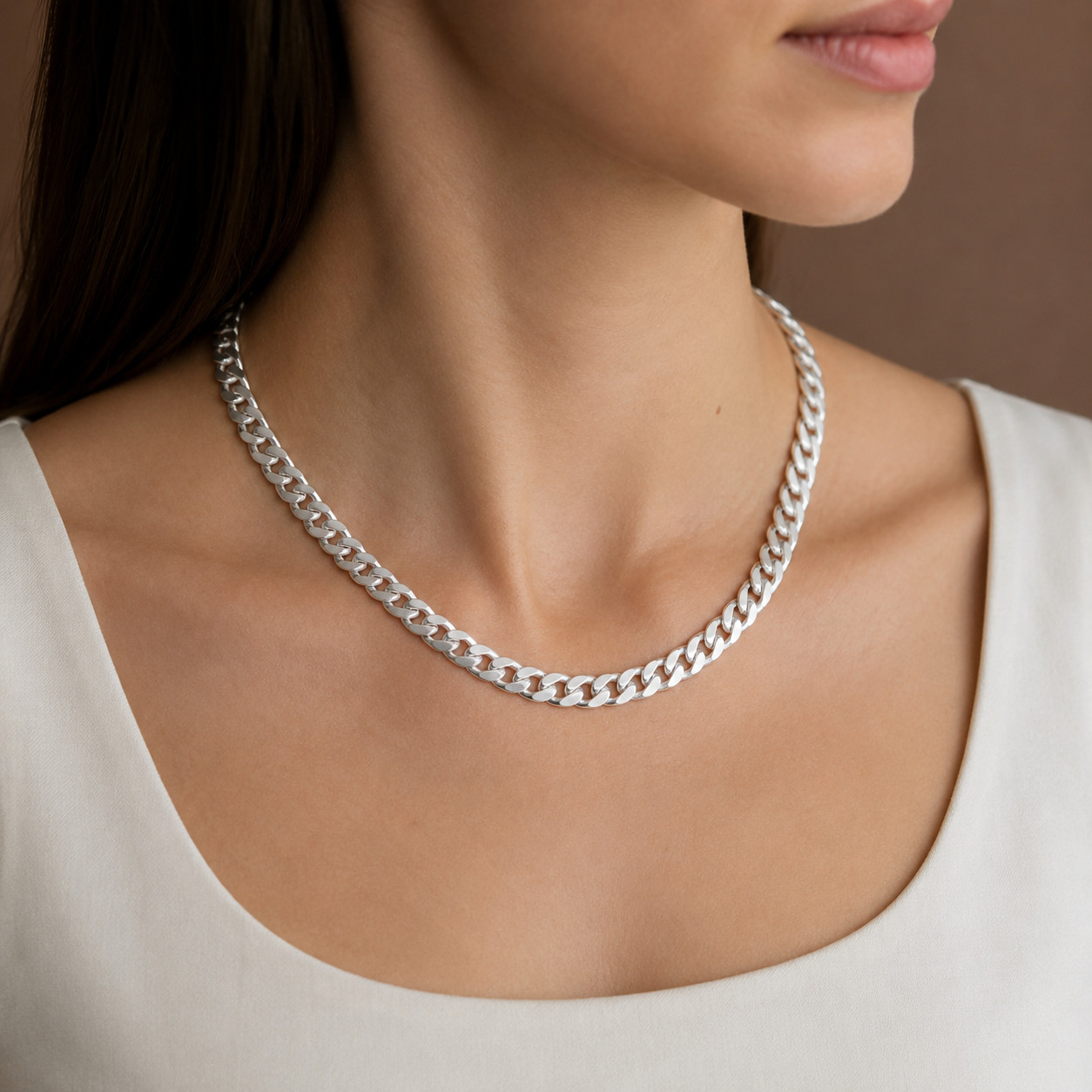 925 Sterling Silver Beveled Curb Chain Necklace – 5.7mm