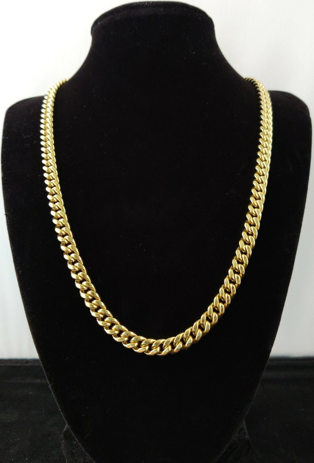 10k Real Gold Miami Cuban Link Chain Necklace 6.7mm 20 Inches Real 10K Yellow