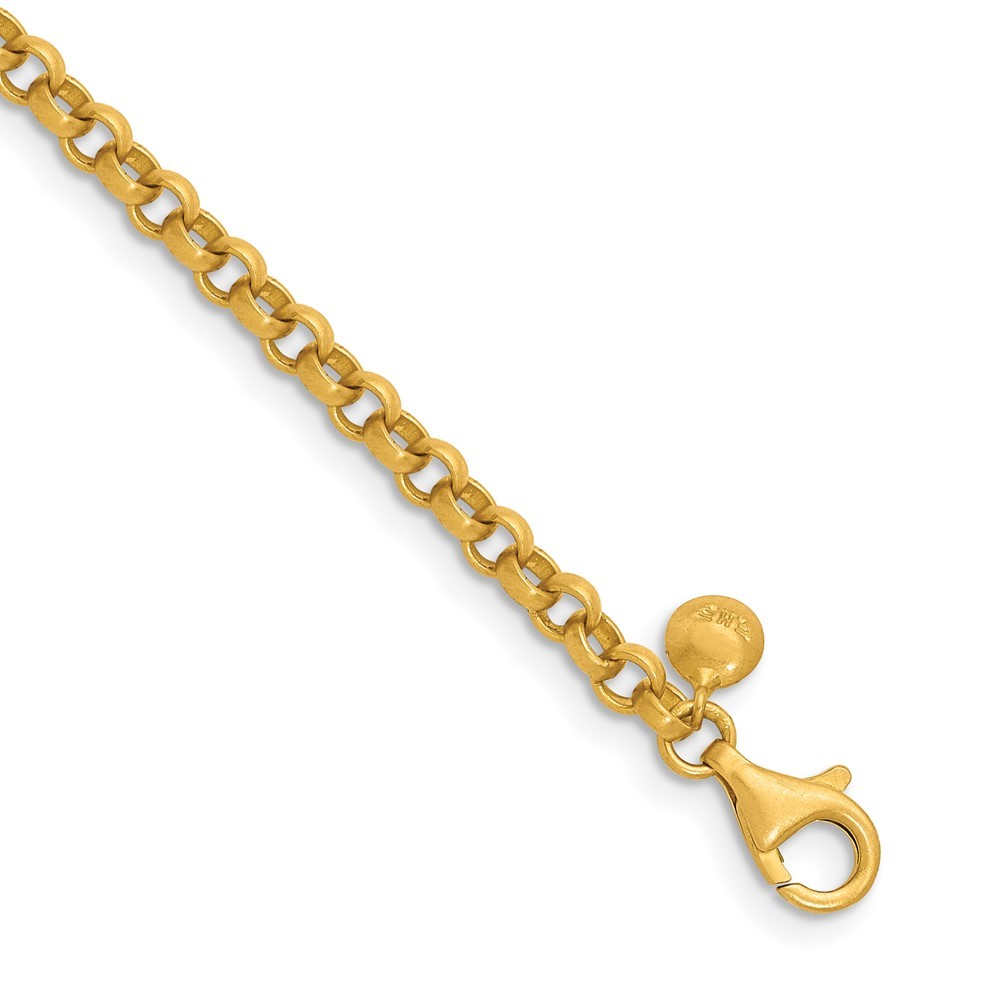 22K Yellow Gold Polished and Satin 4.6mm Solid Rolo Chain Necklace 18″ 30.95gm