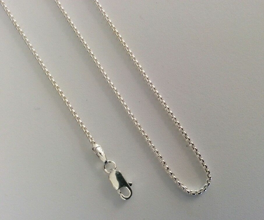 Italian .925 Sterling Silver Thin Venetian Round Box Chain Necklace 24” or 60cm