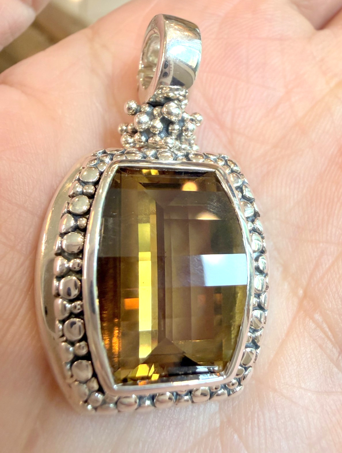Michael Dawkins Sterling Silver 925 Citrine Rectangle Pendant Enhancer 18.28g