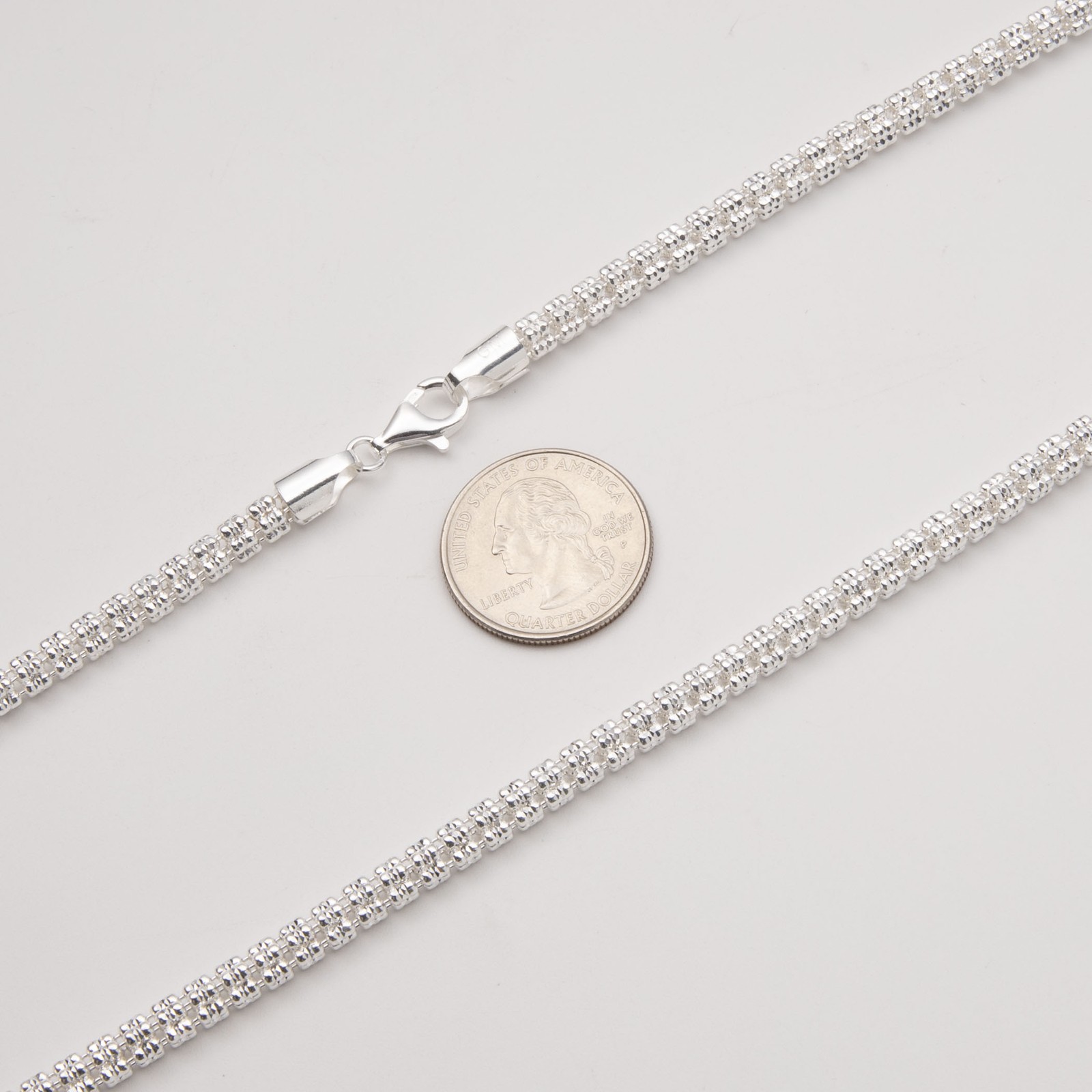 5mm Diamond-Cut Ice Link Chain Sterling Silver 925 Italy All Sizes