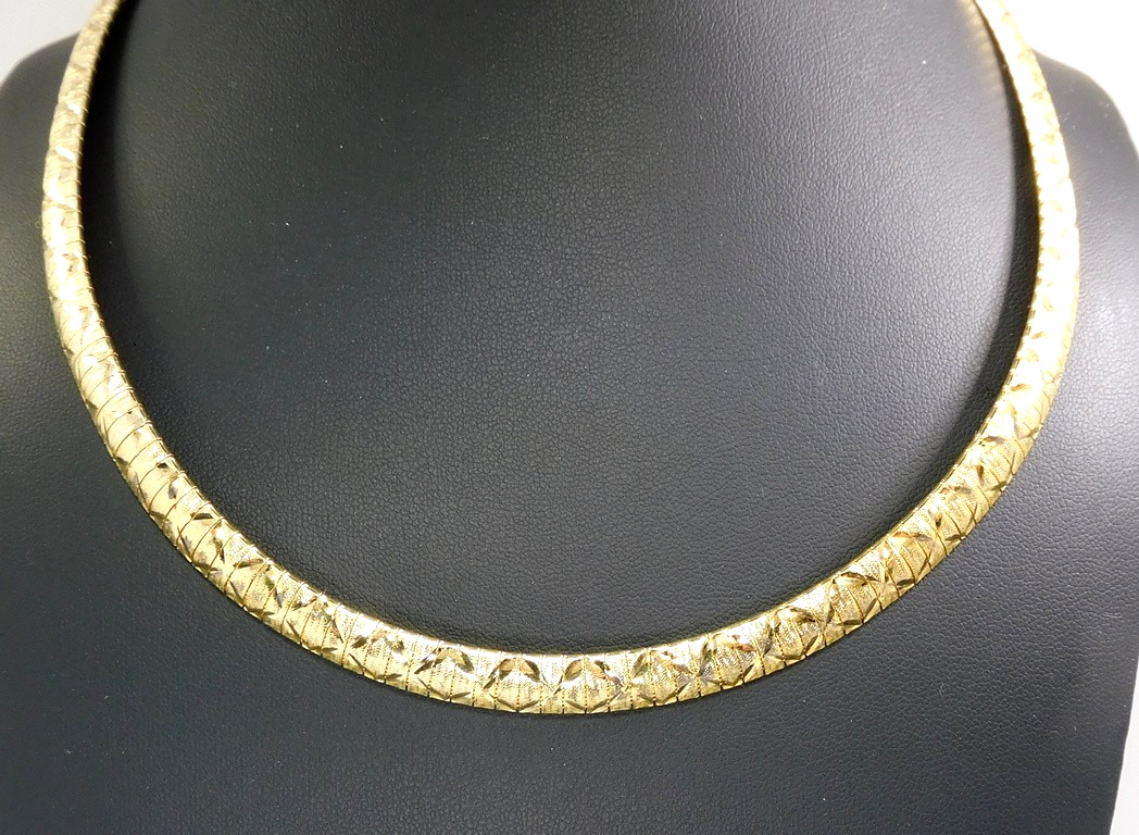 925 Sterling Silver Vermeil Diamond Cut Sparkle Necklace Milor Italy ~ 18″
