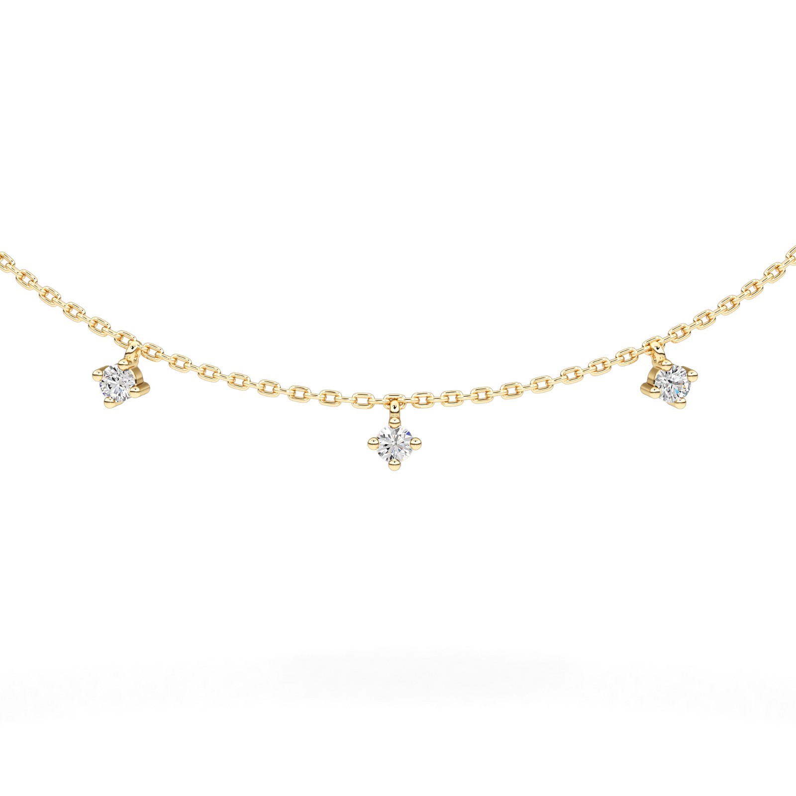 Diamond Necklace 10K 14K 18K Gold Round Brilliant Cut Chain Necklace