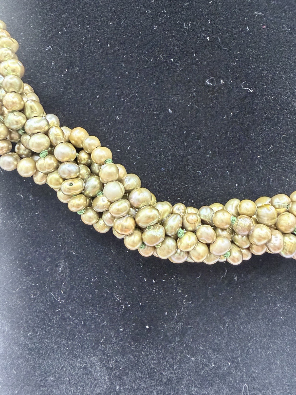 Sterling Silver Thailand Multi Strand Freshwater Peacock Pearl Necklace 42.45g