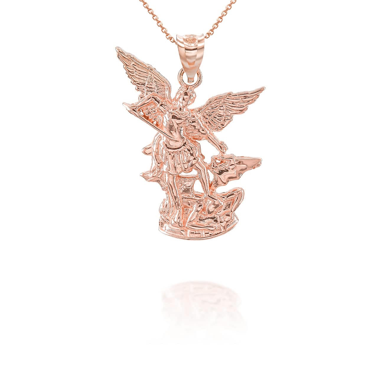Gold Religious Patron St. Michael Archangel Pendant Necklace(Yellow/Rose/White)