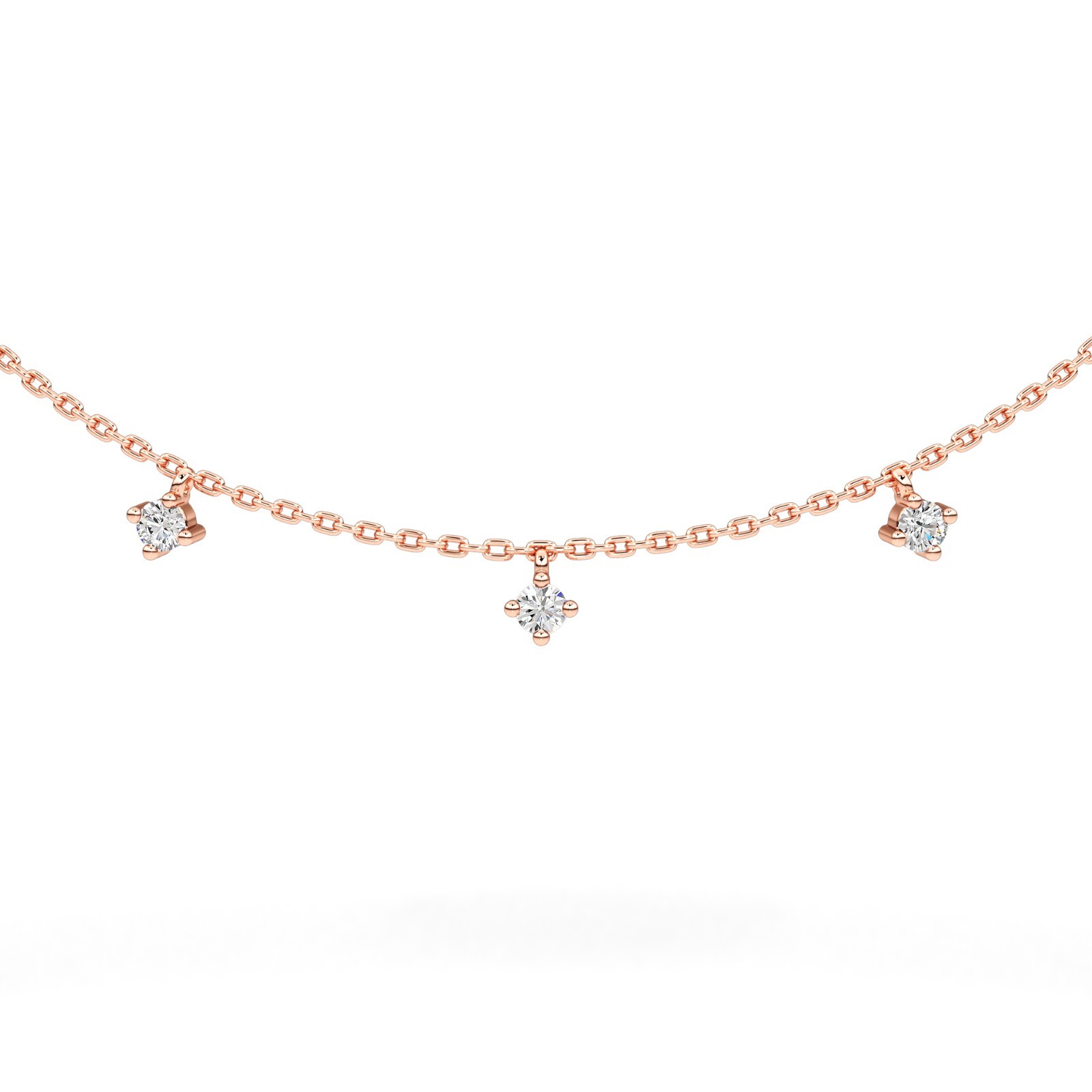 Diamond Necklace 10K 14K 18K Gold Round Brilliant Cut Chain Necklace