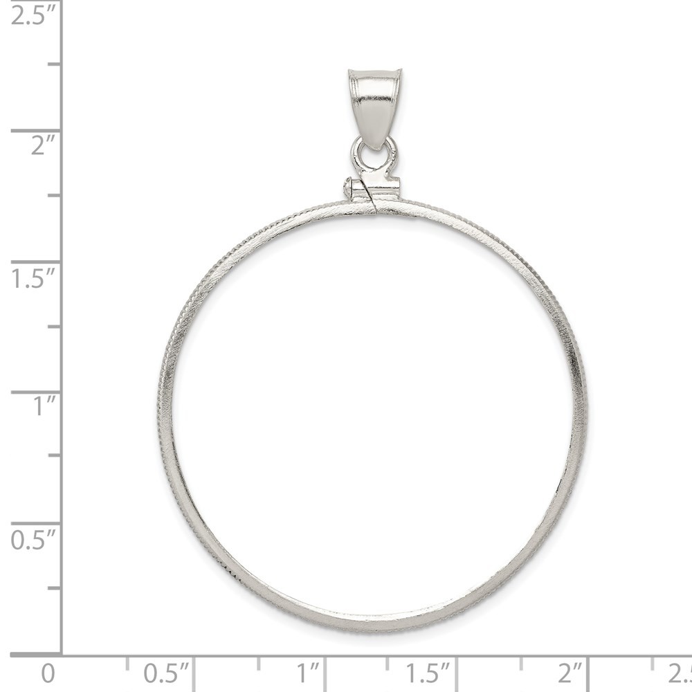 Sterling Silver Polished 40.6 x 3.1mm Screw Top Coin Bezel Pendant L-2.11 Inch