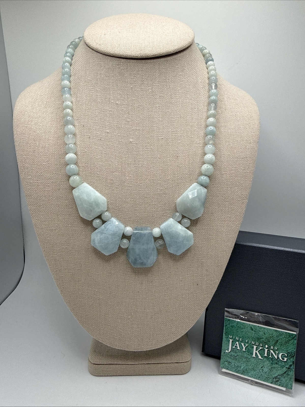 Jay King Natural Blue Aquamarine Sterling Silver Necklace 18-21”