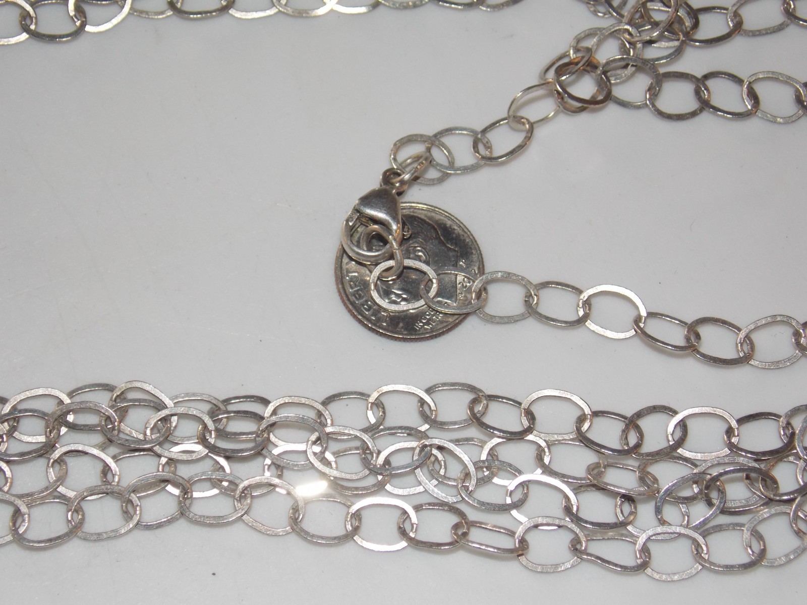 Sterling Silver 100″ (8’4″) Oval Link Chain Necklace Lobster Clasp Signed PC