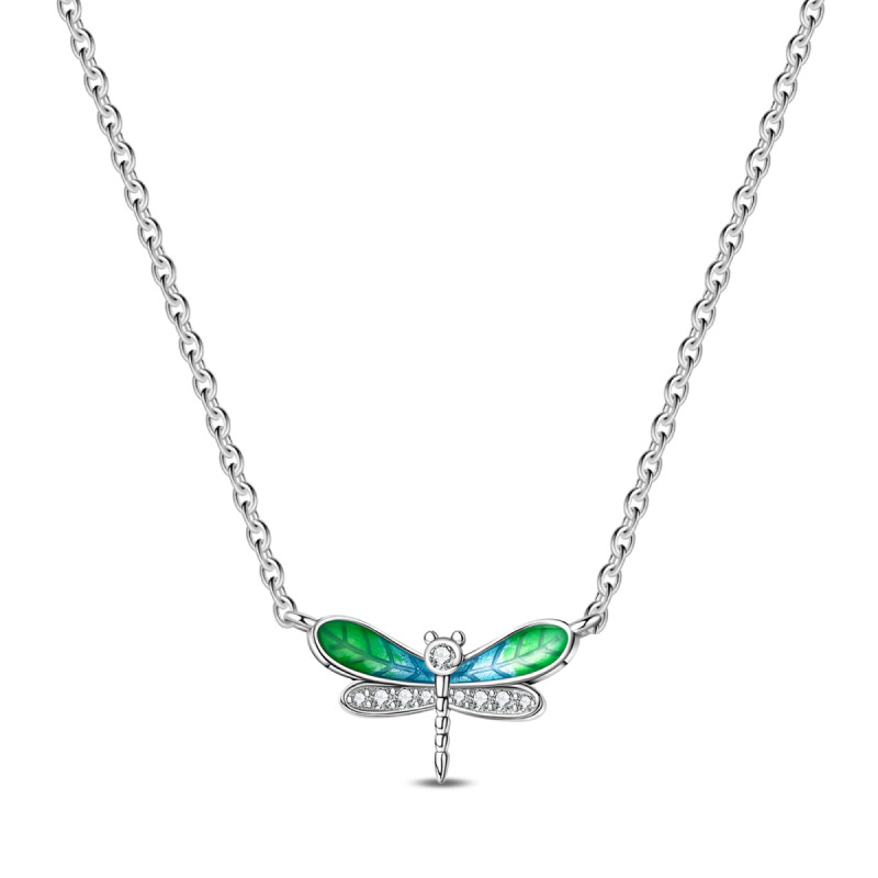 KUNSIR Dragonfly Pendant Sterling Silver Women Jewelry Necklace Adjustable Chain