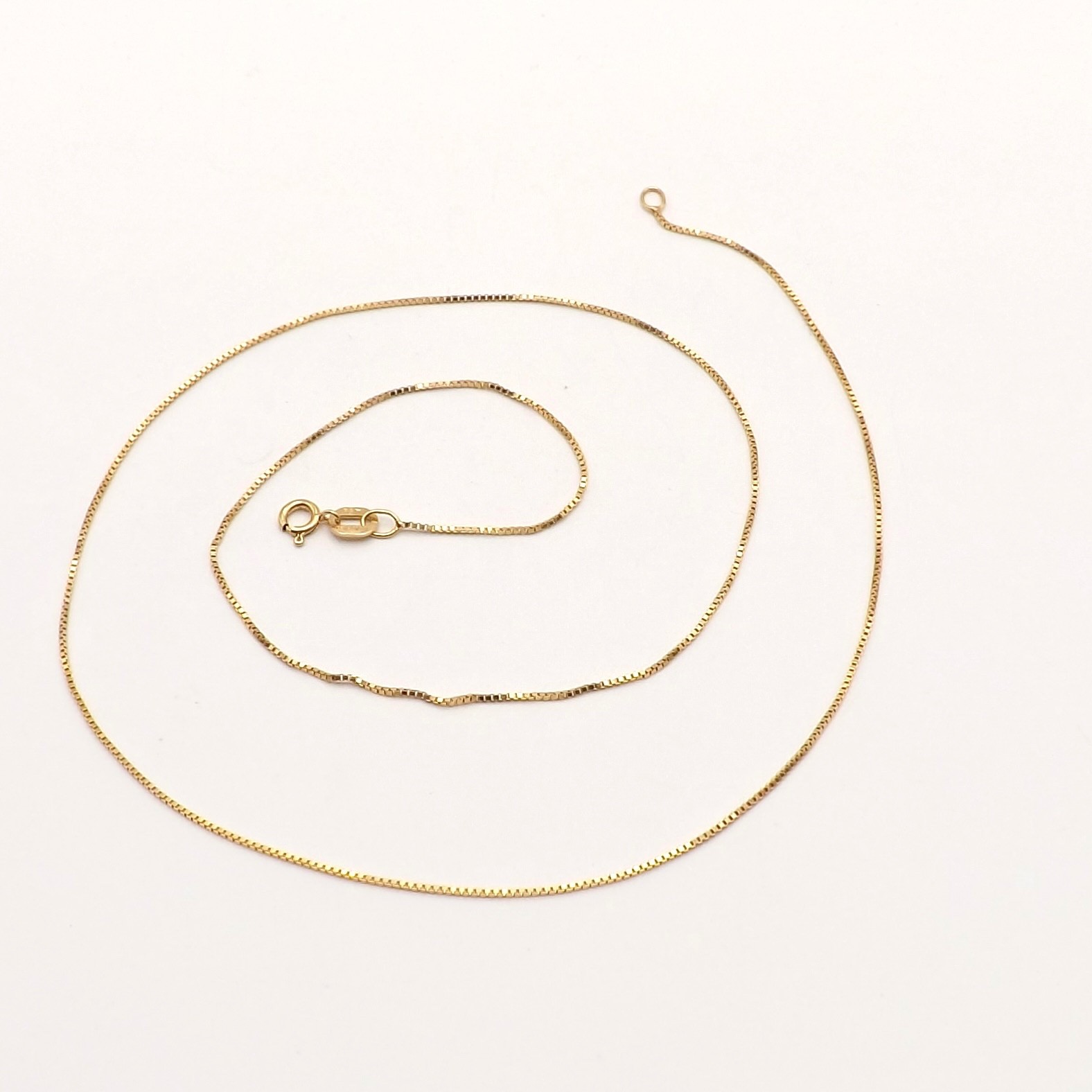 Solid 14k Gold Box Link Pendant Chain Necklace 16in New