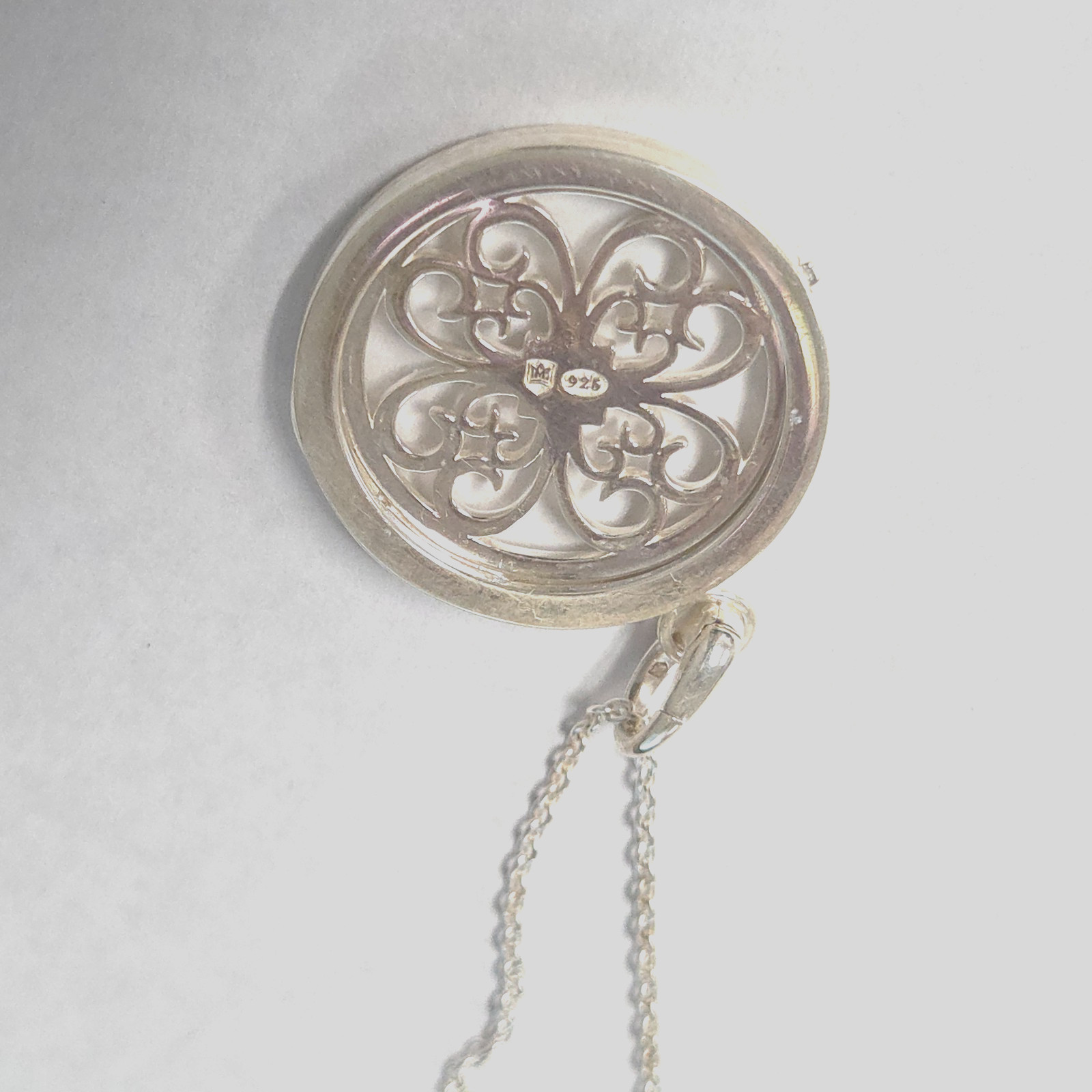 Sterling Silver 925 Necklace Pendant Metal Smith Designer Art Deco 26″ Chain
