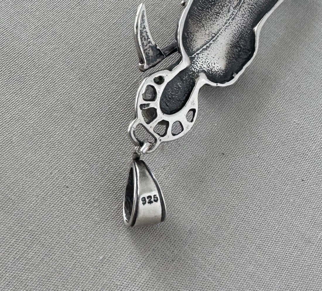 Santa Muerte GRIM REAPER Sterling Silver Pendant;A387