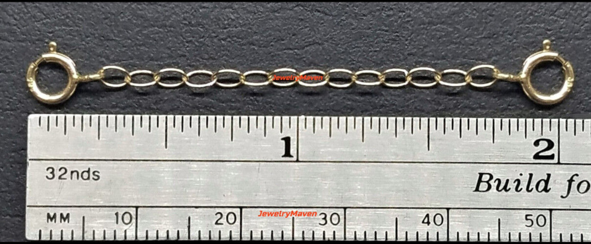 14k 2mm Cable Yellow Gold 5mm DOUBLE Spring Ring 2″ Chain Extender or Safety