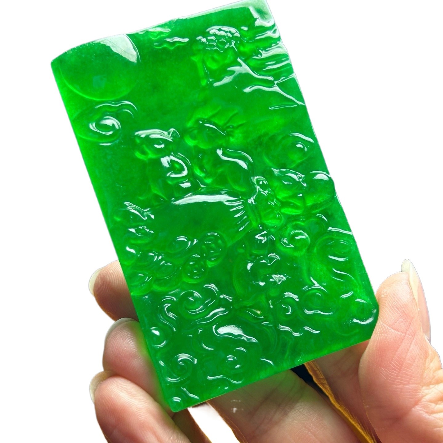 Nature Ice Green Burmese Jadeite Hand Carved Mouse Lucky Amulet Pendant Necklace