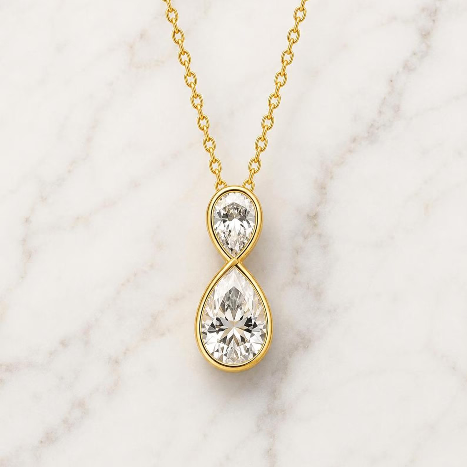 1.50Ctw Pear Cut Lab-Grown Diamond Pendant Necklace with Chain | 14K Yellow Gold