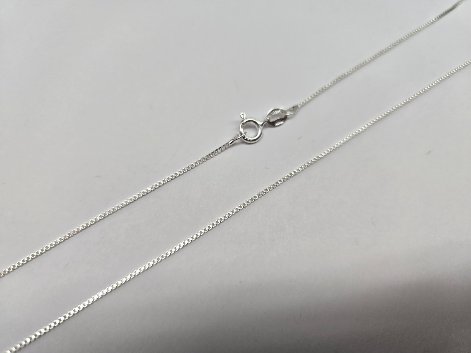 925 Sterling Silver Box Chain Very Thin Necklace Women 0.8mm Thick Size 16″~30″