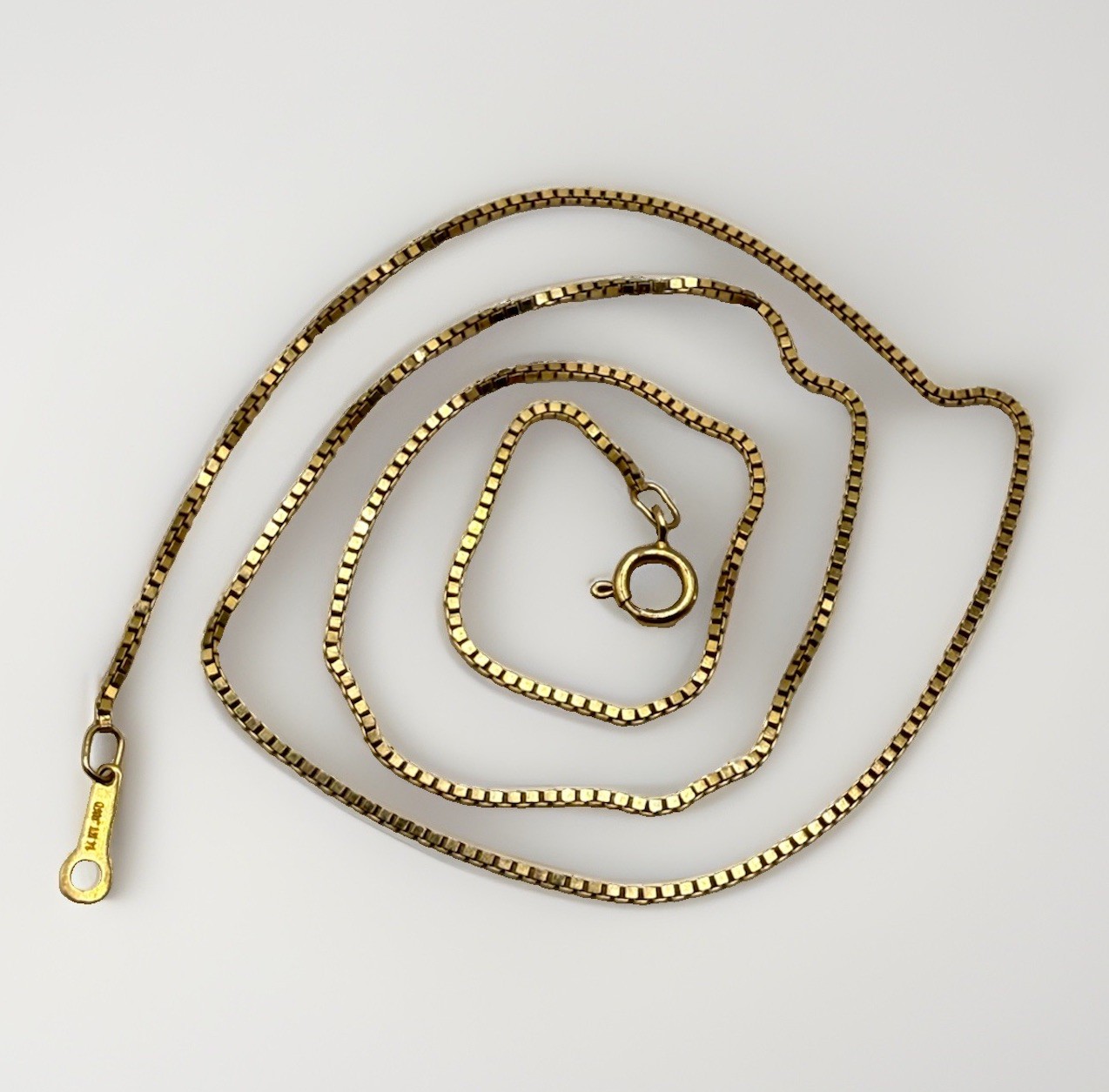 J.R. Wood 14K Yellow Gold Box Chain Necklace 17” 4.08g Solid Gold