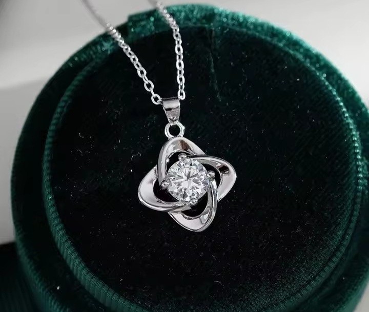1 ct Moissanite necklace platinum Pt 950 GrA Certified