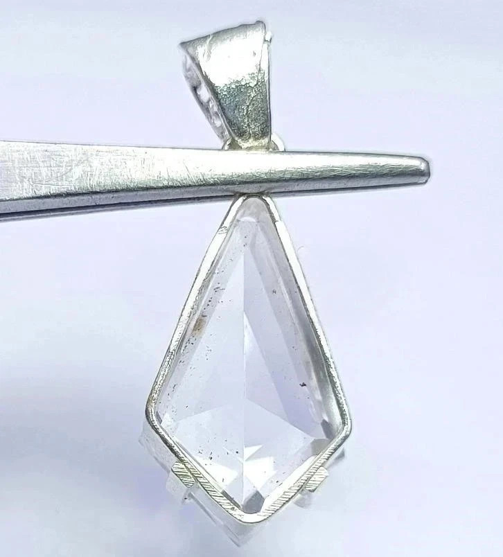 A+ Natural 20 Ct AGL Certified White Sapphire Gemstone 925 Silver Pendant