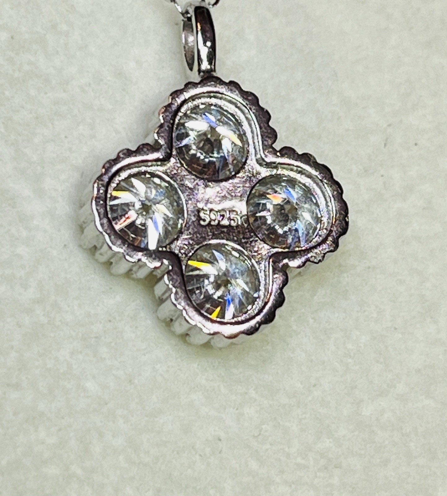 925 Sterling Silver Bling Bling 2 CTW VVS1 Clover Moissanite Pendant Necklace