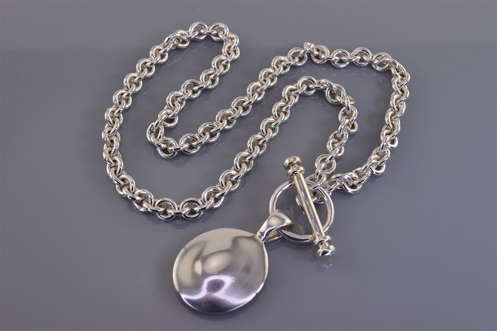 ESPO Sterling Silver 6mm Cable 26mm x 21mm Toggle Modernist 925 Necklace 55g 17″