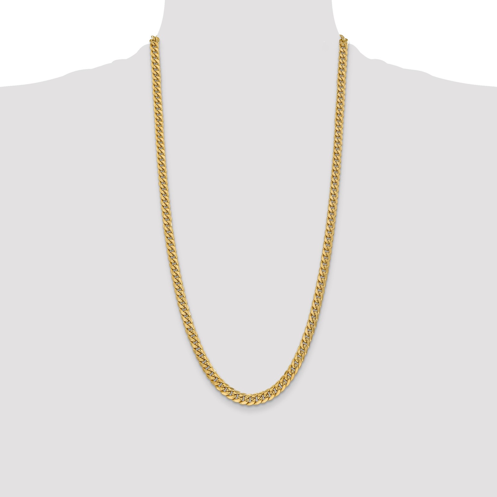 14K Yellow Gold 3.5-15mm Cuban Chain Necklace 7-30 Inch Mens Womens