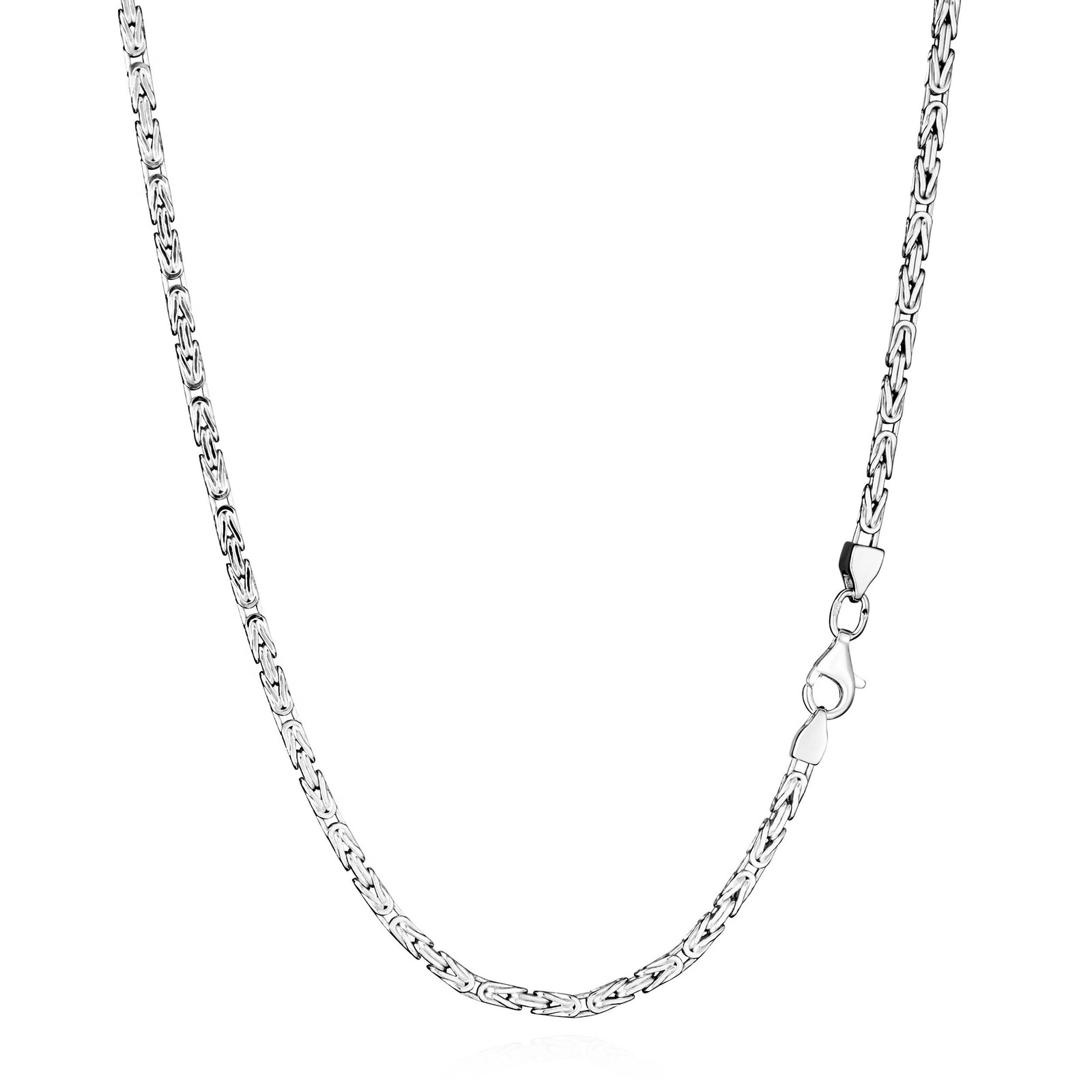 King Chain 925 Silver Square Diamond Cut Solid Necklace 70cm W: 2.3mm 3435