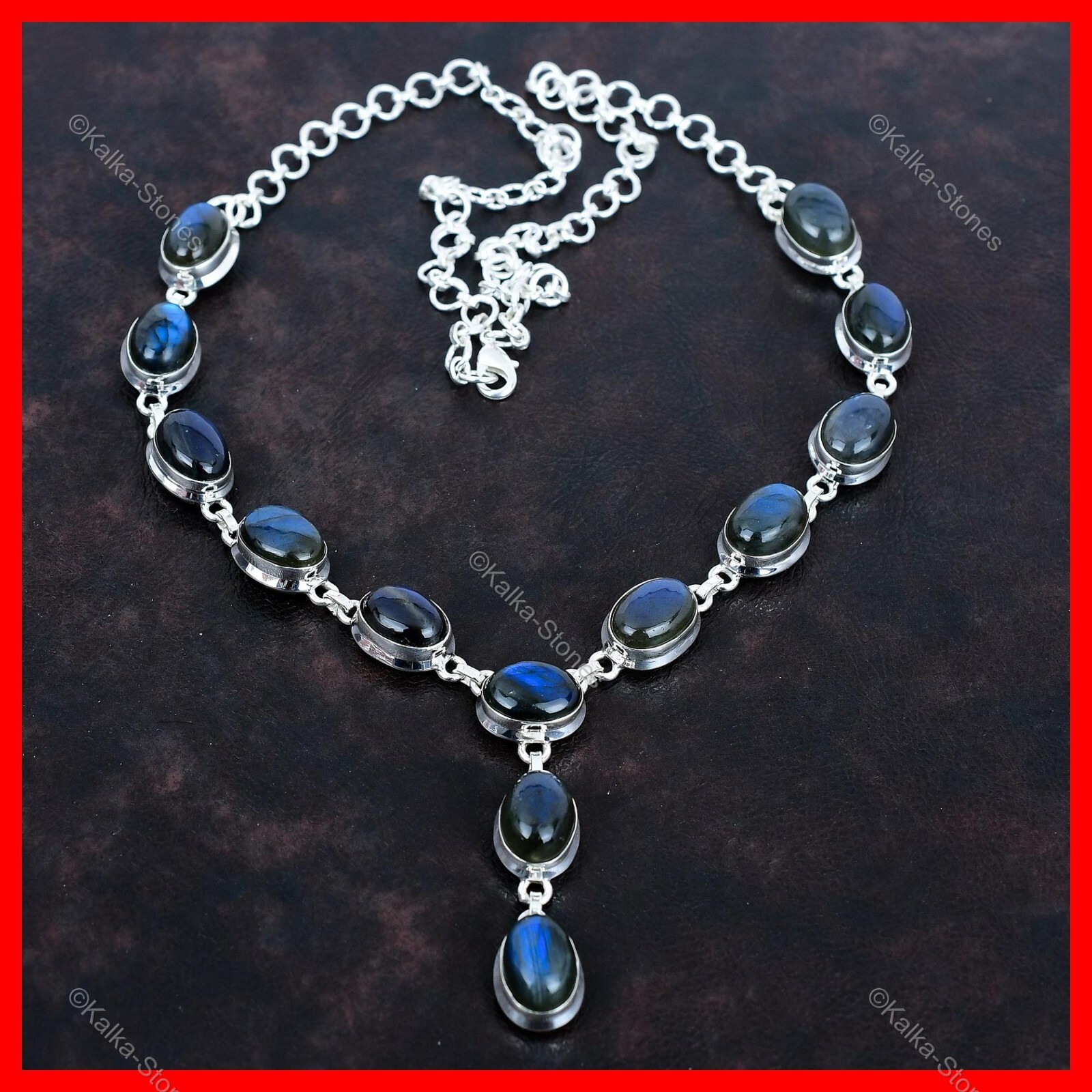 Friendship Day Deal Oval Labradorite Gemstone 925 Silver Birthday Chain Necklace