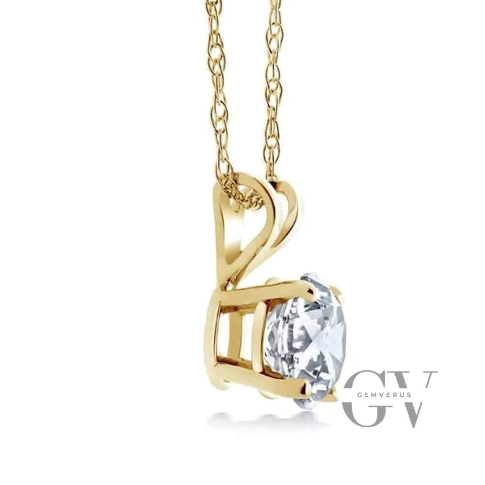 Moissanite Solitaire Wedding Pendant Solid 14K Yellow Gold 1.50 Carat Round Cut